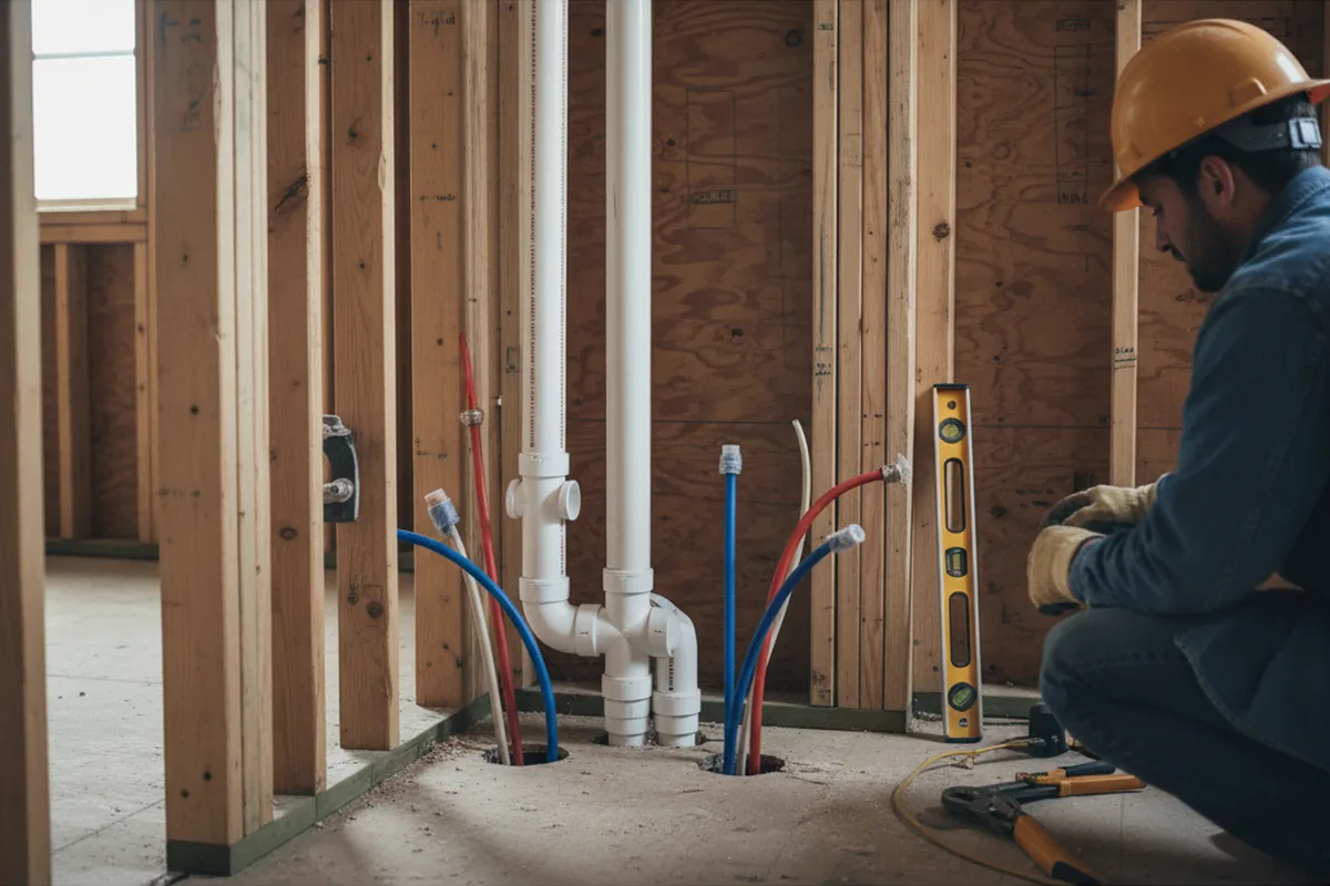 Drain and supply rough-in during Drain Cleaning in Detroit